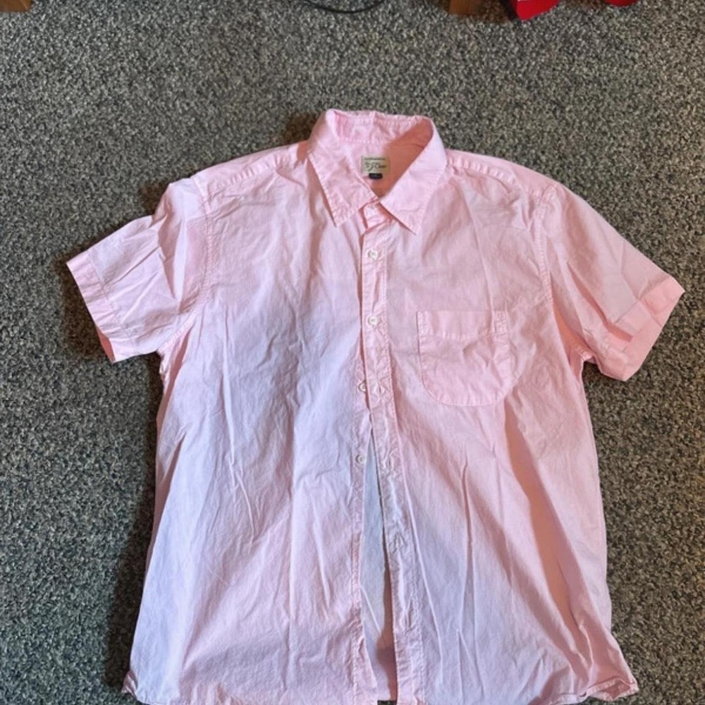Pin stripe pink white mens button up cotton j crew size large
